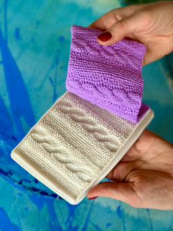 Молд силиконовый для творчества "Вязание с Косами"/ Форма для текстуры, коврик для лепки из полимерной глины, для мыла и воска