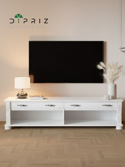 Тумба под телевизор Сюзанна, 160 см, с ящиками, белый