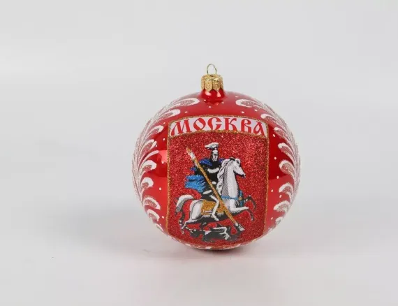 С1095/1 Стеклянный шар Москва 115 мм.,красный, Ёлочка