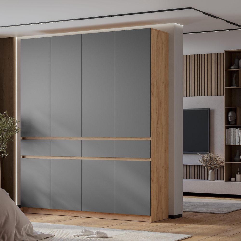 Шкаф 4-х створчатый Багира ШК-13 крафт/графит