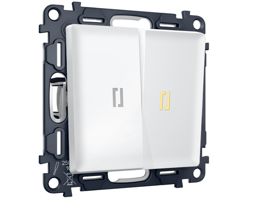 MA124010 Комплект механизма 2-кл выключателя с подсветкой 3200K ALFA Белый матовый QUANT (AP1240, VM115, G11Y)