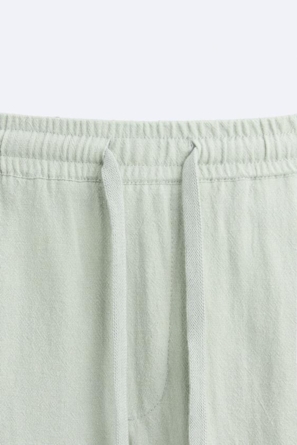 ZARA ШОРТЫ-БЕРМУДЫ ИЗ ВИЗКОЗЫ И ЛЬНА, ВОДЯНИСТЫЙ ЗЕЛЕНЫЙ