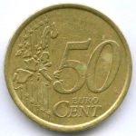 50 евроцентов 2002 год. Италия. Регулярный выпуск. Тип 1. Нордик VF