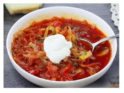 Борщ с грибами и черносливом