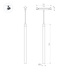 Светильник MAG-ORIENT-TUBE-HANG-L500-7W Day4000 (BK, 360 deg, 48V) (Arlight, IP20 Металл, 3 года) 041595
