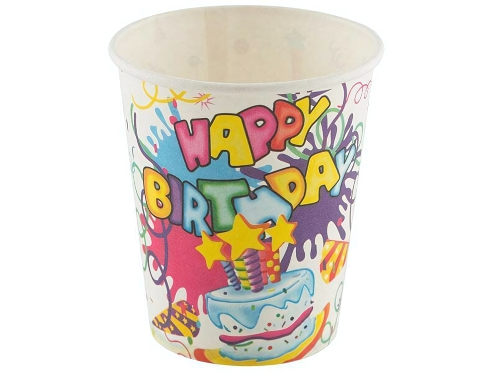 Стакан бумажный 0,2л 6шт "Happy Birthday" Волшебная страна