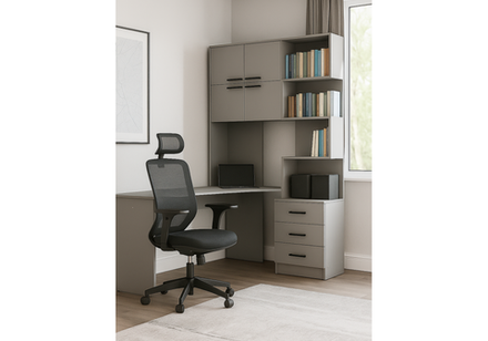 Компьютерный стол Woodville Эльброни левый шиншилла серая