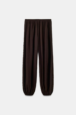 ZARA БРЮКИ-БОМБАШКИ ИЗ 100% ЛИОЦЕЛЛА, КОРИЧНЕВЫЙ