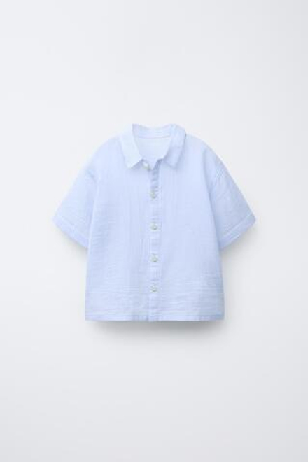 ZARA РУБАШКА В ПОЛОСКУ, СИНИЙ
