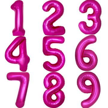 Цифры 102 см "Ярко-розовая фуксия металлик" слим (slim)