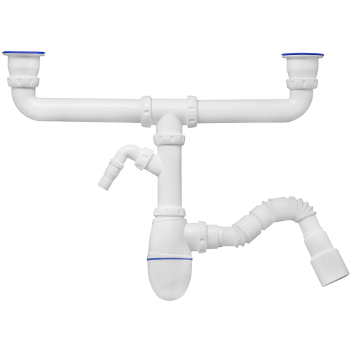 СИФОН ДЛЯ КУХНИ UNICORN 1.1/2 Х 40 ДВОЙНОЙ НЕРЖ. ВЫП ОТВОД ДЛЯ СТИР. МАШ.B745V И