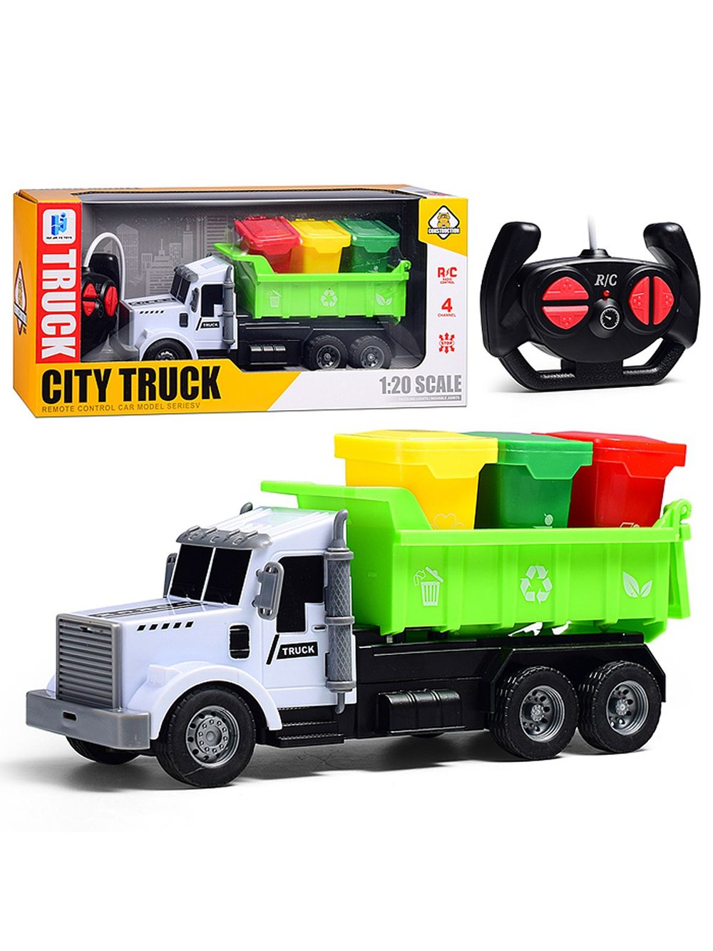 Игровая машинка Мусоровоз с контейнерами (998-90Y)