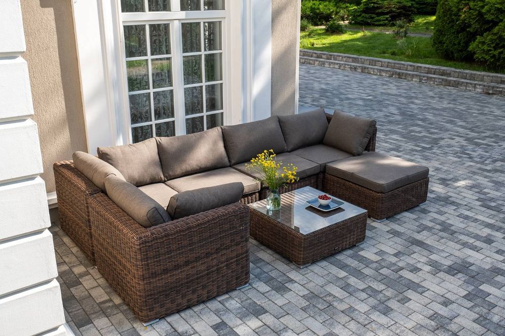 "Лунго" трансформирующаяся лаунж-зона из искусственного ротанга, цвет коричневый