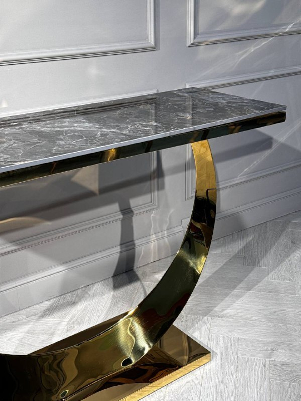 Стол-консоль Ist Casa Прайм, 120х40х78 см, черный мрамор, золотой