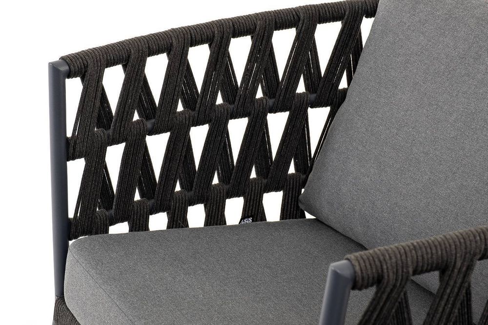 "Диего" лаунж-зона 4-местная плетеная из роупа (веревки), каркас алюминиевый темно-серый, роуп темно-серый