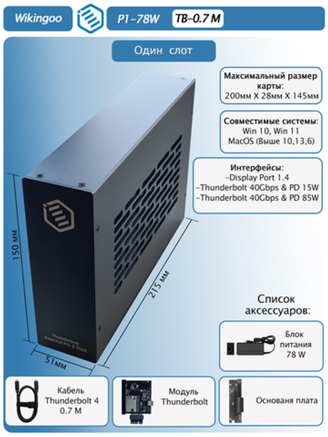 Внешний корпус Wikingoo P1-78W. Thunderbolt 3/4.
