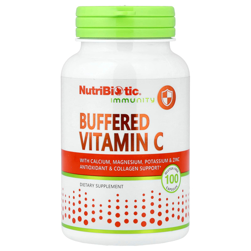 NutriBiotic, Immunity, буферизованный витамин C, 100 капсул без глютена