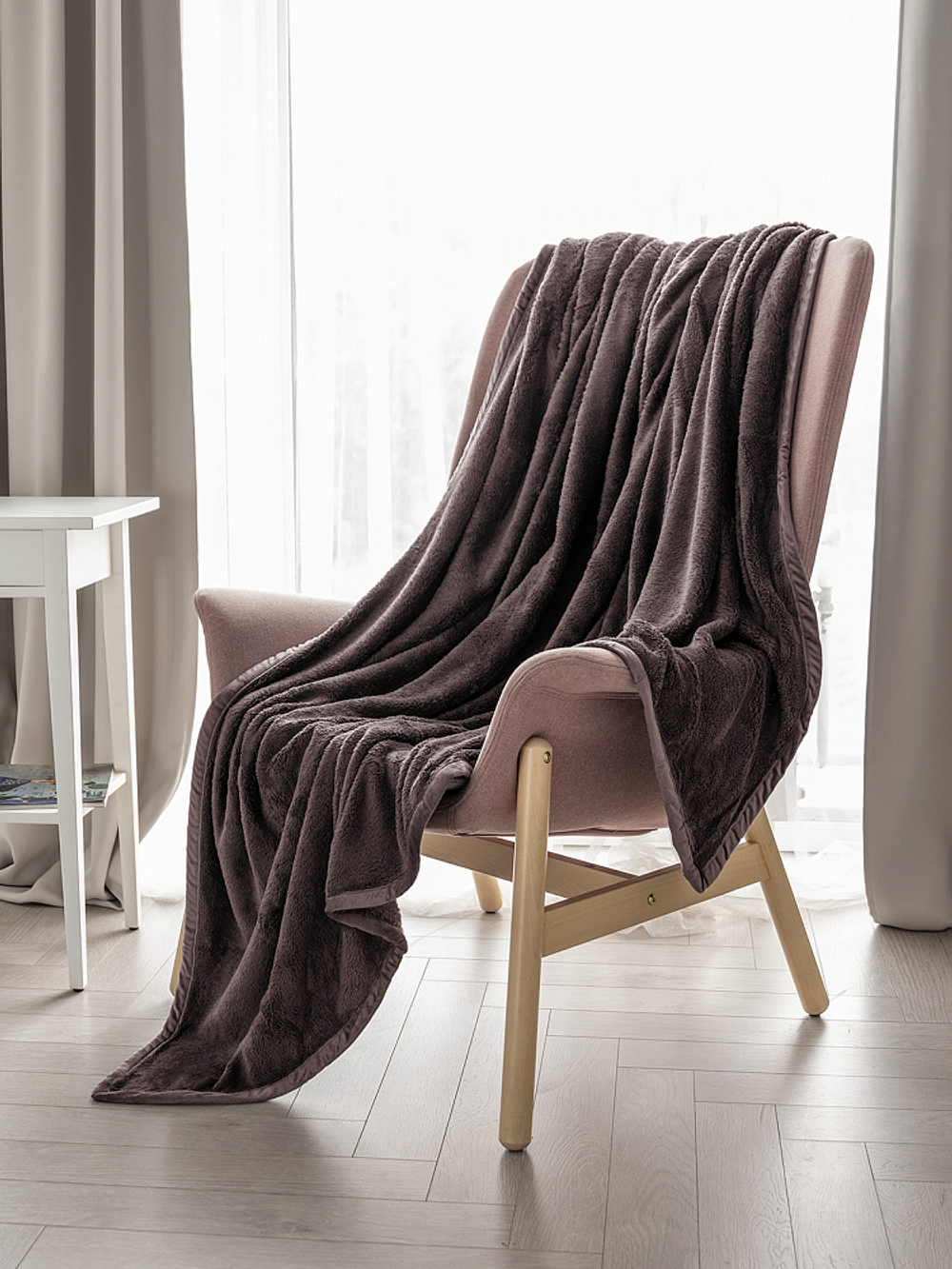 Плед DeNASTIA Тедди 150x200 100% полиэстер темно-коричневый