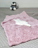 "Вязаный" детский плед из натурального меха рекс "Зайчик" 120х80 см (голубой)