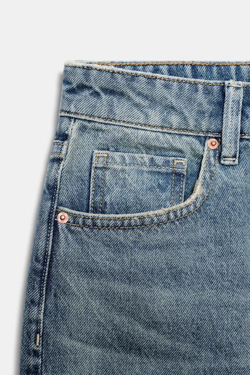 ZARA УКОРОЧЕННЫЕ ДЖИНСЫ Z1975 SLIM СО СРЕДНЕЙ ПОСАДКОЙ, ЗЕЛЕНОВАТО-СИНИЙ