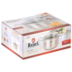 Кастрюля нерж, 5 л, с крыш, крышка стекло, кругл, RasheL, Маруся, R-50, индукц