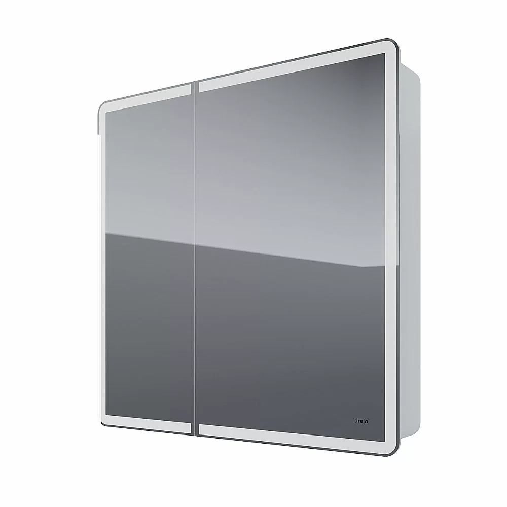 Шкаф зеркальный c LED-подсветкой Dreja POINT 80x90 белый