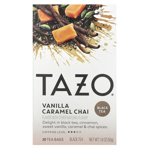TAZO, Black Tea, чай со вкусом ванили и карамели, 20 чайных пакетиков, 50 г (1,8 унции)