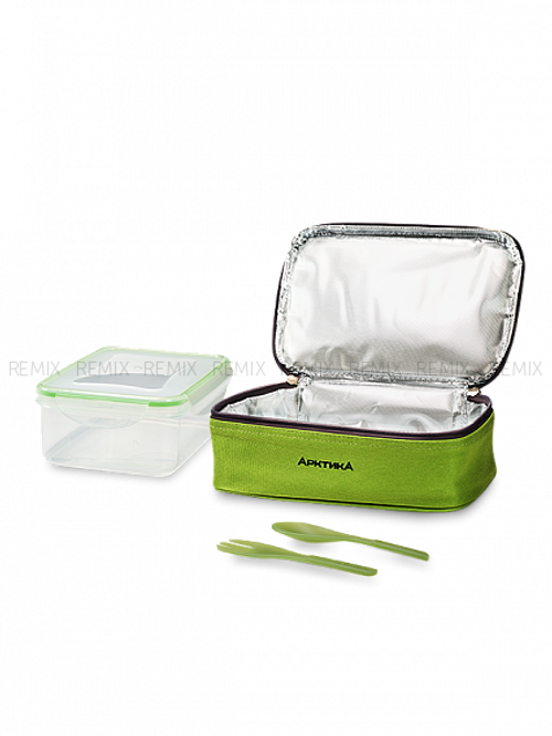 Ланч-сумка с контейнером и приборами, тм «Арктика», 2 л, арт. 020-2000-1 (зелёная)