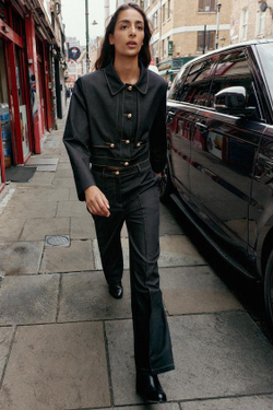 ZARA БРЮКИ ПРЯМОГО КРОЯ СО СТРЕЛКОЙ, ИНДИГО