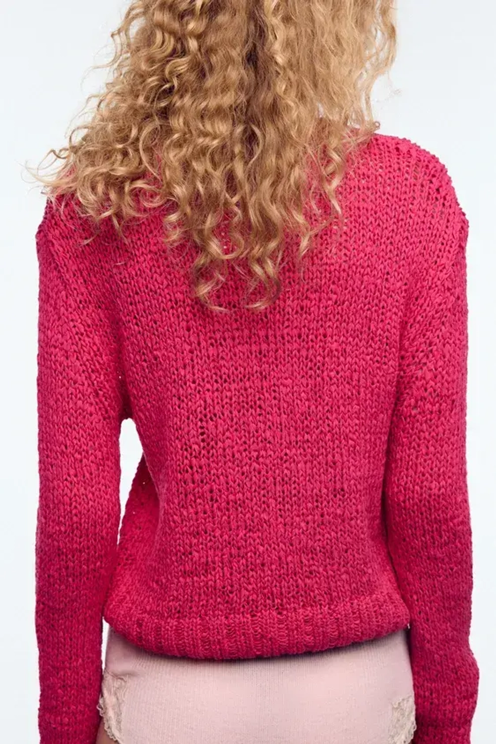ZARA СВИТЕР В СТИЛЕ РУСТИК, ЦВЕТ ФУКСИИ