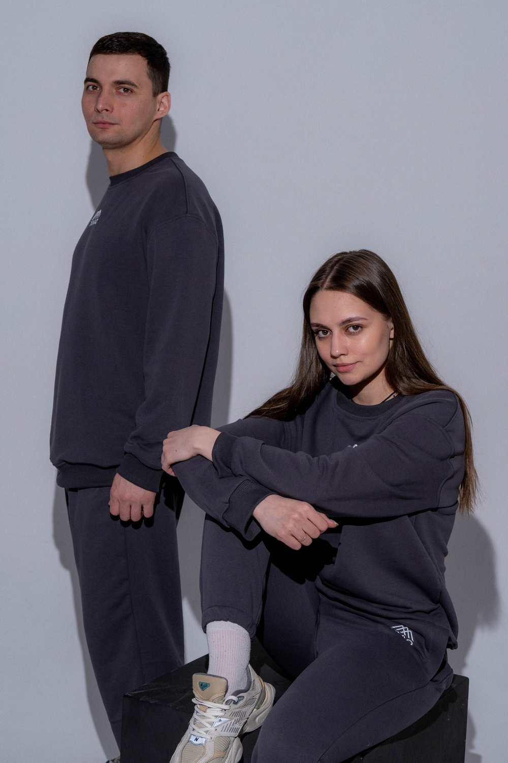 Костюм Серый: Свитшот оверсайз + джоггеры