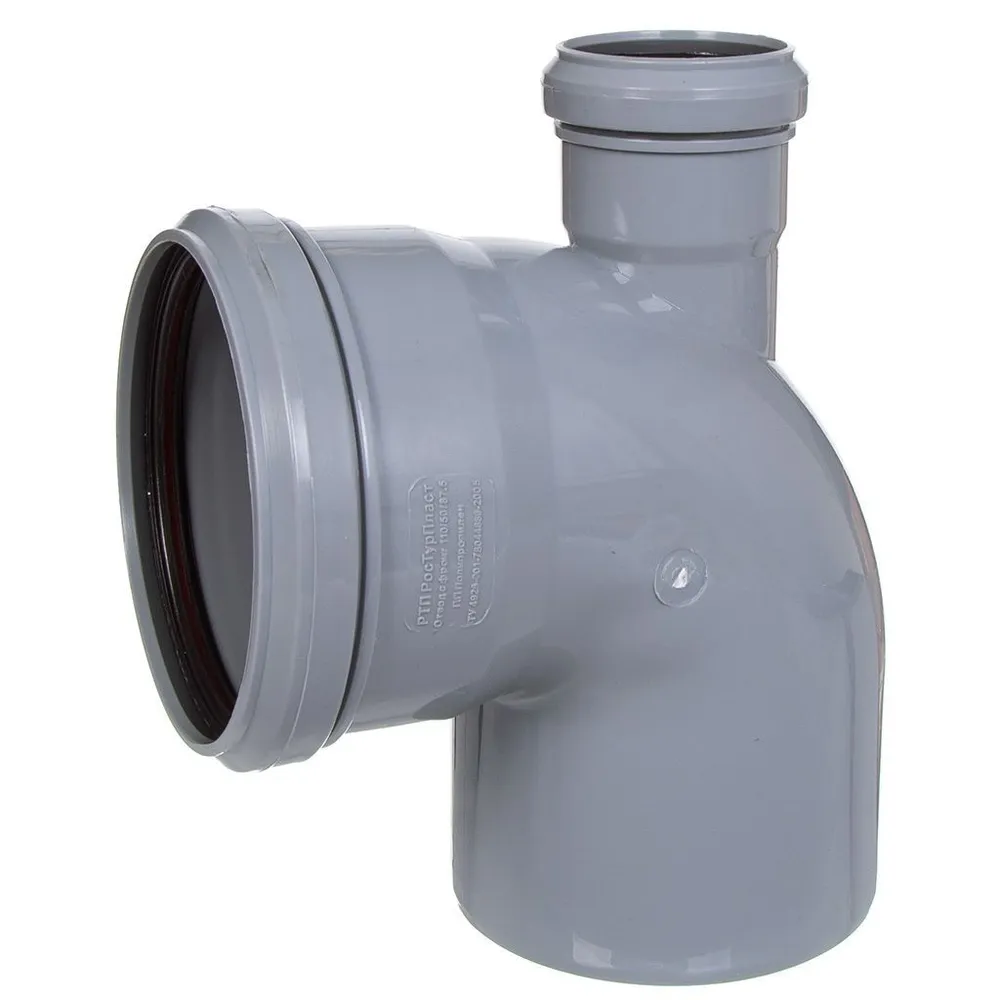 Отвод фронтальный с выходом вверх ВК ПП 110/50х87, короб, серый,РТП (30/1)