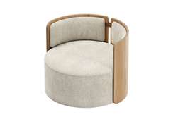 Кресло крутящееся Lagom 800 (молочный букле, натуральный дуб)