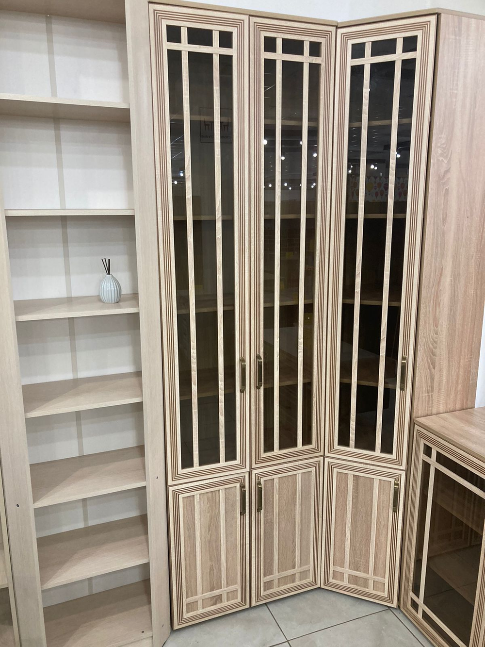 Стеллаж книжный угловой Бруно дуб сонома/дуб сонома правый 350