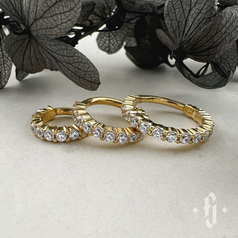 Кликер "Shine" с камнями 1.5мм - Желтое золото - White CZ