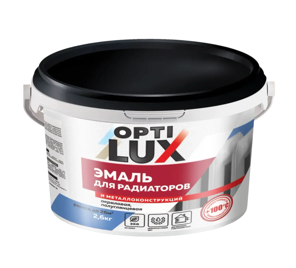 OPTILUX Эмаль акриловая для Радиаторов и металлоконструкций полуглянцевая 2,6кг (ИжСинтез)