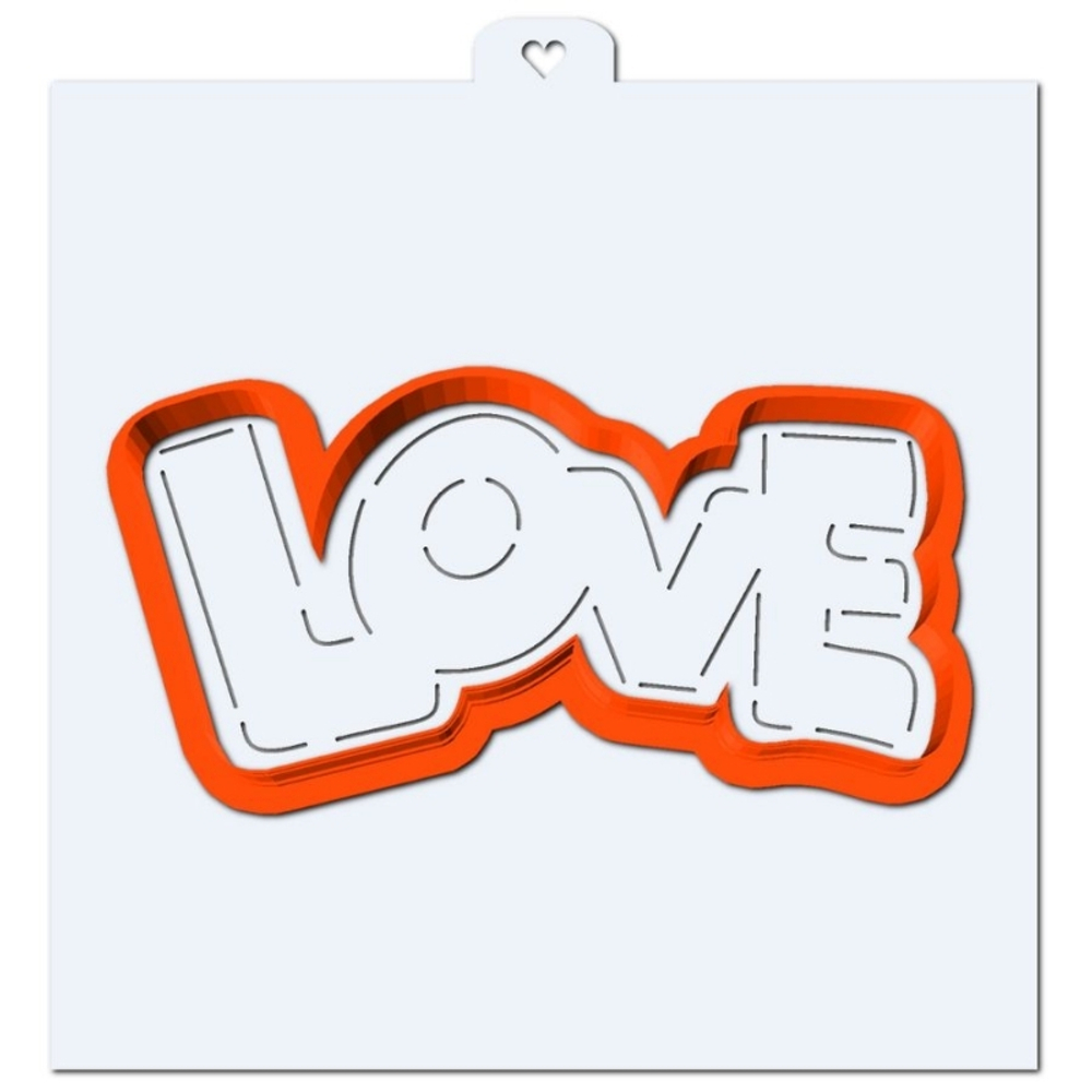 Надпись "Love" №2. Форма для пряников с трафаретом. (Трафарет+форма)