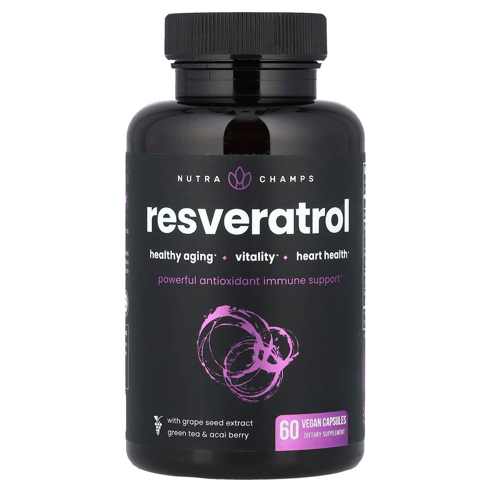 NutraChamps, ресвератрол, 60 веганских капсул