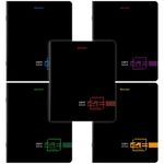 Тетрадь А5, 48 л., BRAUBERG, скоба, клетка, глянцевый лак, "Dark" (микс в спайке), 404350