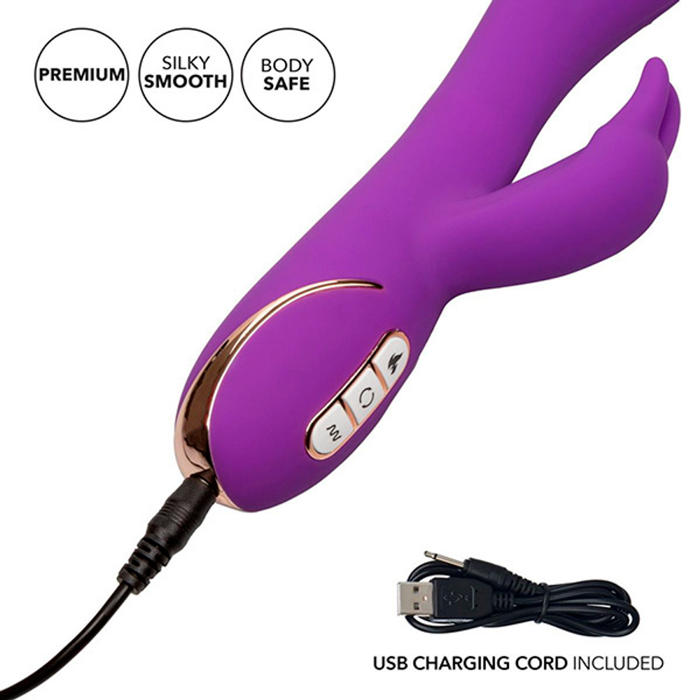 Фиолетовый вибратор-кролик 21,5см с функцией нагрева California Exotic Novelties Jack Rabbit Signature Heated Silicone Rotating SE-0609-55-3