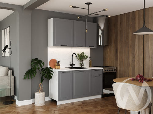 Кухня 1;4 м "Эстер" белый; маренго силк (корпус белый)