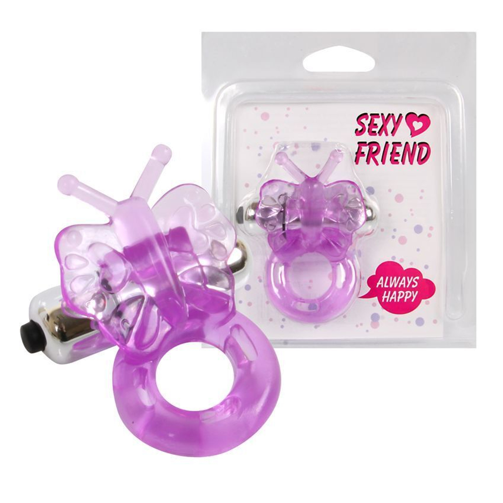 Фиолетовое эрекционное виброкольцо-бабочка (Цвет: фиолетовый)