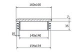 Заглушка  160х160 мм квадратная прямая пластиковая