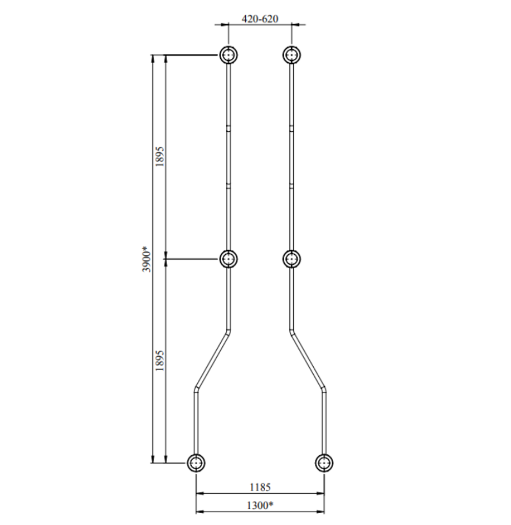 Спортивный комплекс №5, параворкаут, брусья двойные 3900*1300*1600 мм., D=89 мм.
