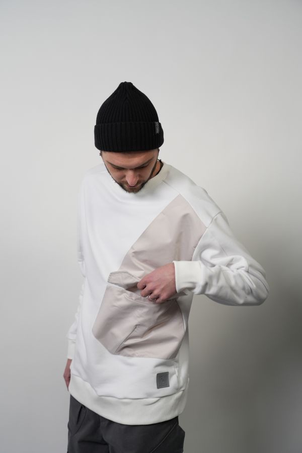 Толстовка Нейлон Карман Белая - фото 3