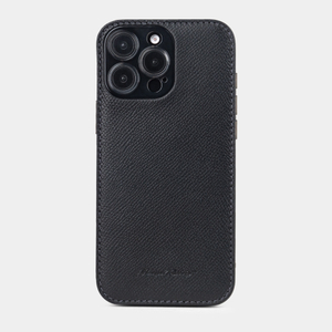 Чехол для iPhone 16 Pro Max из кожи сафьяно, черного цвета