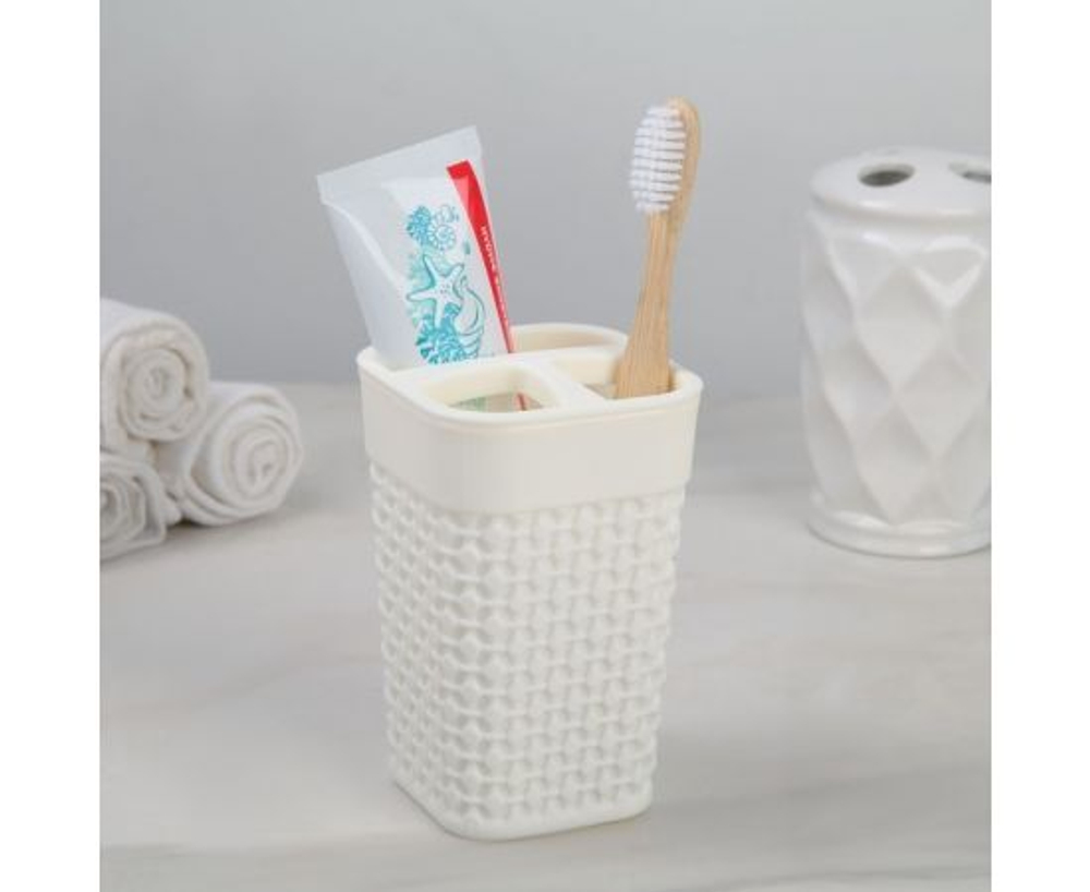 Держатель для зубных щеток (подставка) Oslo, молочный туман PT1344МЛ Plast team