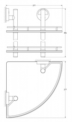 Полка угловая 2-х ярусная 28 cm (матовое стекло; хром) (FBS)