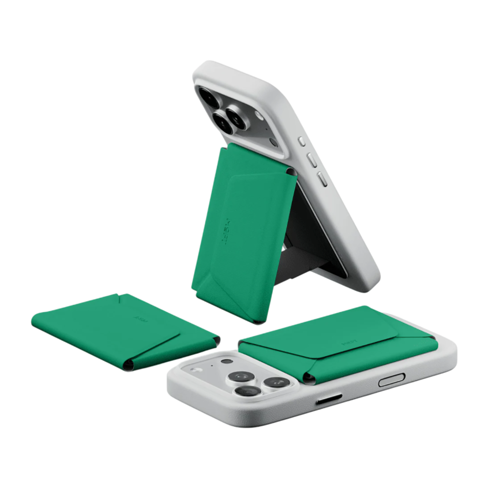 Кожаный чехол-бумажник MagSafe с подставкой MOFT Snap Field Wallet Картхолдер из веганской кожи. Вмещает до восьми карт. Есть RFID-защита, небольшое отделение для купюр и кармашки для SIM-карты и устройства её извлечения