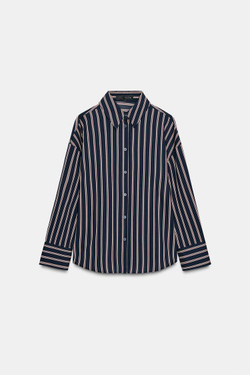 ZARA РУБАШКА В ПОЛОСКУ, СИНИЙ